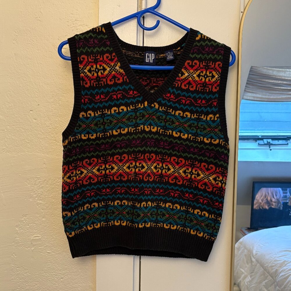 GAP V-Neck Sweater Vest - Adult S/Child XL, Multi-Color